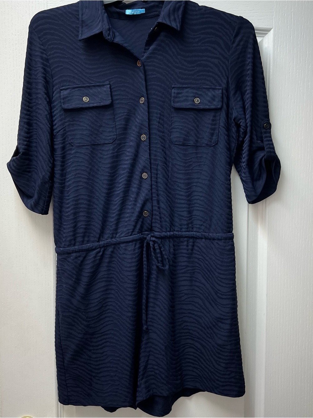 J McLaughlin One Piece Blue Roper Pockets Shorts Sz Lg